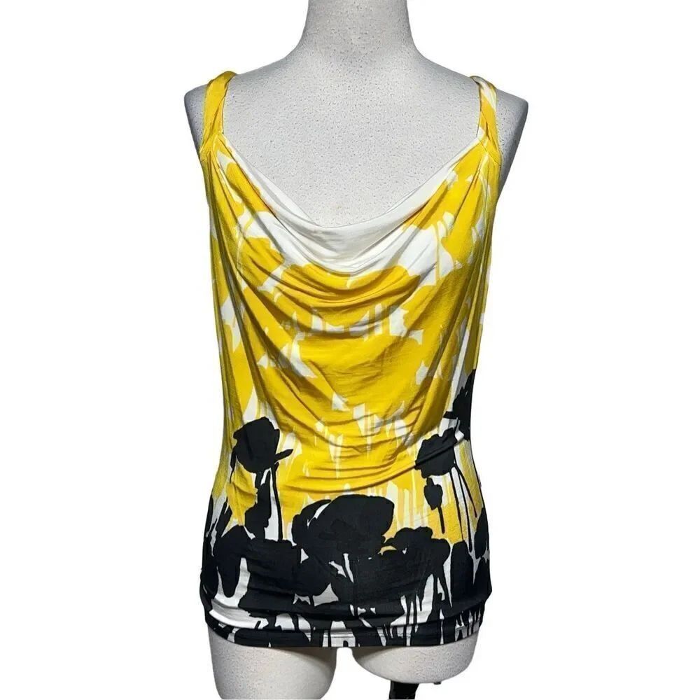 Cache Silky Cowl Neck Floral Tank Top Size Small